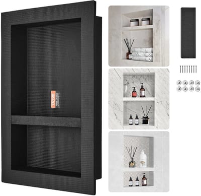 NordHaus Douche Nis Inbouw - Douche Nis Organizer - Waterdicht & Tegelklaar - Wandmontage Badkamer-41 cmx 41 cm-zwart