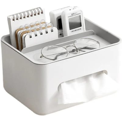 Tissuebox Servethouder Opbergruimte voor Afstandsbedieningen Bureau Organizer Kantoor Multifunctionele Opbergcontainer voor Allerlei Spullen Thuis gray