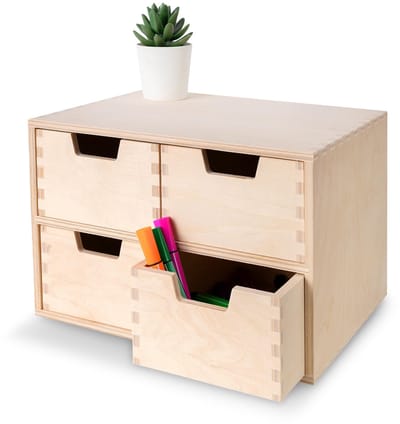 Unyqoos ® Luxe Houten Ladenkastje met Vier Functionele Lades voor Diverse Opbergbehoeften en Creatieve Projecten