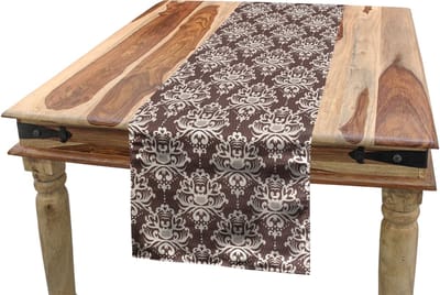 ABAKUHAUS Tafelrunner 40x225 cm – Damast geïnspireerd – Machinewasbaar op 40°C – Mauve Taupe