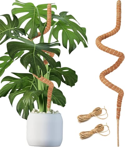 Dailygoods- Klimsteun 120cm - Buigbare Mosstick - Plantensteun met Jute Touw - Aluminium Kern - Kokosstick - Duurzaam Ontwerp