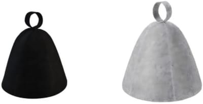 2 stuks saunahoeden - vilten saunahoofddeksels voor mannen en vrouwen - vilten hoeden - vilten hoeden - saunahoeden -Zwart + Grijs-34*34*23cm