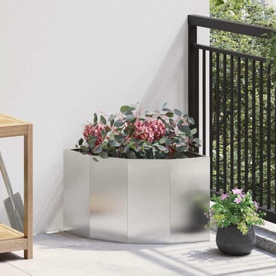 vidaXL Hoek Plantbak zilver 45 x 45 x 35 cm Roestvrij staal