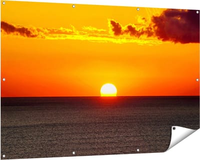 Gards Tuinposter Oranje Zonsondergang in de Oceaan - 150x100 cm - Tuindoek - Tuindecoratie - Wanddecoratie buiten - Tuinschilderij