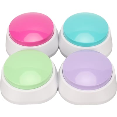 Lot de 4 boutons d'enregistrement vocal pour chien, pour la communication, le dressage des animaux de compagnie, le buzzer, l'enregistreur de pression pour chien pink