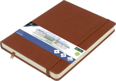 Kangaro schetsboek - A5 - cognac - met elastiek en lint - 2 stuks - K-861227