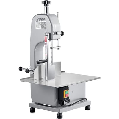Commerciële Elektrische Vleeszaagmachine, 1100W Botzaagmachine met 315 x 460 mm Werktafel, 0-110 mm Zaagdiepte, 7 Extra Reservebladen, voor