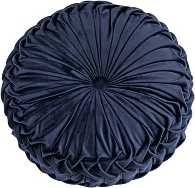 XQ HOUSE Throw Pillow for Sofa Decorative 3D Pumpkin Vehicle Wheel Round Velvet Cushion for Sofa Bed Chair Floor 15"X15", Navy Blue