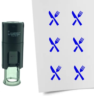 CombiCraft Stempel Bestek 10mm rond - blauwe inkt