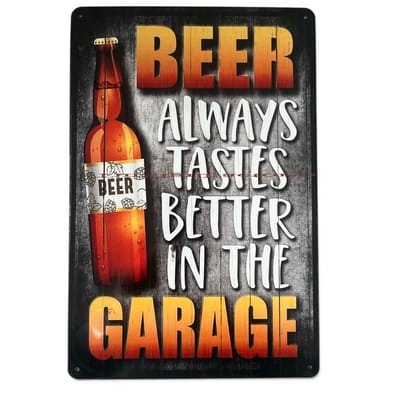 Wandbord – Bier – Garage – Tastes better - Retro - Wanddecoratie – Reclame bord – Restaurant – Kroeg - Bar – Cafe - Horeca – Metal Sign – 20x30cm