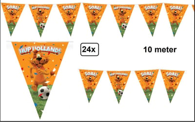 24x Vlaggenlijn Hup Holland Loekie oranje 10 meter - WK Oranje Holland voetbal goal Nederland