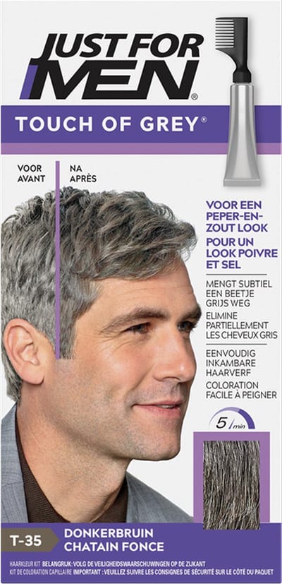 Just For Men Touch of Grey T35 Grijs - Haarverf voor Mannen - Voor een Natuurlijke Peper-en-Zout Look in 5 Minuten - 100% Natuurlijke Uitstraling - Dekt tot 8 Weken - Vrij van Ammoniak