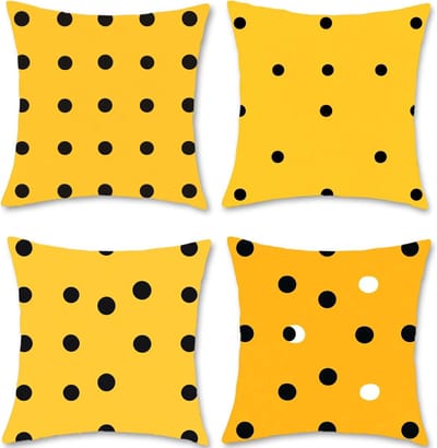 Kussenhoes, 50 x 50 cm, geel, bankkussen, waterdicht, linnen, geometrie, kussenovertrek, set van 4 decoratieve kussens met verborgen ritssluiting, voor bank, thuis, decoratie S1-294