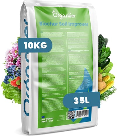 Biochar Plantaardige Houtskool Bodemverbeteraar - 10 Kg - 35 L - Organische Bodemverrijker - Verhoogt De Bodemvruchtbaarheid - Vermindert Stikstofverlies - Stabiliseert De Ph - Bevordert De Microbiële Biodiversiteit - Organifer