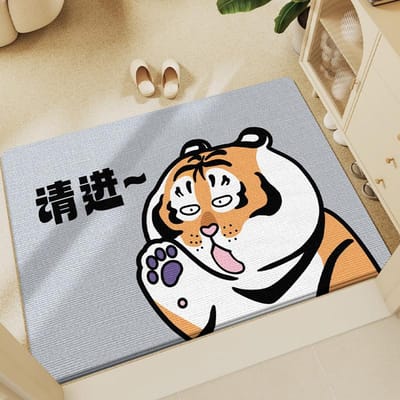 Tapis de sol antidérapant pour porte d'entrée de maison Keny Velours Dessin animé Porte d'entrée Résistant à la saleté et à l'usure Tapis de pied 50*80cm white