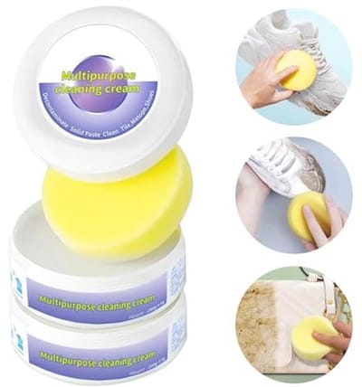 2pcs White Shoe Cleaning Cream, Sneaker Cleaner, Multifunctional Cleaning and Stain Removal Cream, Shoe Cleaner with Sponge, White Shoe Cleaning Cream for All Surfaces