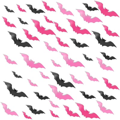 Dailygoods- Vleermuizen Wanddecoratie 48 Stuks - 3D Vleermuizen - Zelfklevende Muurstickers - Halloween Decoratie - Herbruikbaar PVC - Geschikt voor Binnen/Buiten - Muursticker