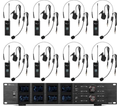 Power Dynamics PD528B UHF draadloos microfoonsysteem met 8 bodypack microfoons