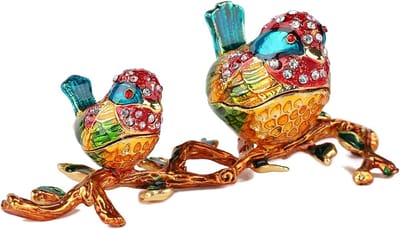 Vogel Sieraden Doos - Dier Ornament - Kleine Spullen Opbergen - Handgemaakt Emaille - 115 cm Lengte - Kleurrijk