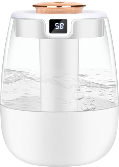 Ynkkvre - Luchtbevochtiger - Slaapkamerbevochtiger - Babykamerbevochtiger - Mini-luchtbevochtiger - Humidifier - Dubbele Nozzle - 1.8 Liter Grote Tank - 20 dB Superstille Werking - Intelligente Vochtigheidsdisplay
