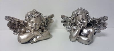 Engel - Beeld - Decoratie - 2 set - 15x12x8cm - Zilver - Bengeltjes