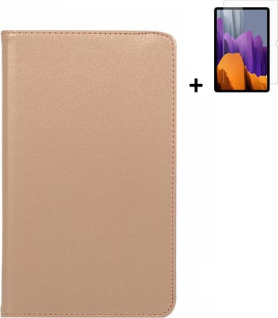 Hoesje Geschikt voor Samsung Galaxy Tab A8 2021 - 10.5 inch - Screenprotector Samsung Tab A8 2021 - Samsung Tab A8 2021 hoesje Goud + Screenprotector