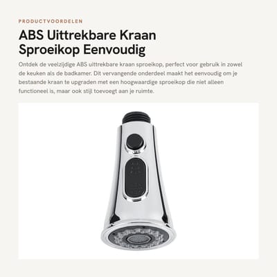 Dailygoods- Sproeikop Hoogwaardige ABS - Uittrekbare Kraan - Douche Sproeikop - Keuken/Badkamer - Eenvoudig te installeren - Standaardmontage 82,2 x 51,8 mm - Kraanmondstuk