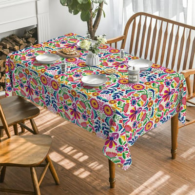 Mexique Dia De Muertos Nappe Fête Mexicaine Jour des Morts Nappe de Table Décoration Table à Manger Décorations d'Halloween 90x140cm