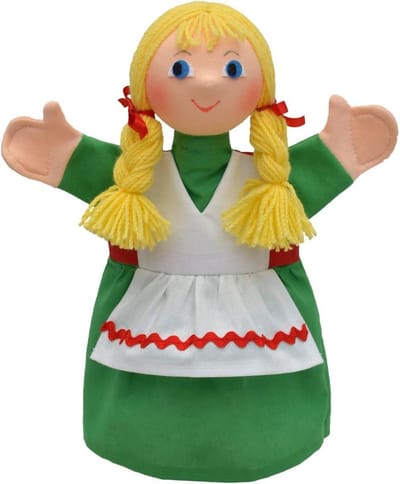Meisjes Handpop - Poppenkastpop - Kinderen Amuseren - Zachte Pluche - 7x21x27cm - Groen