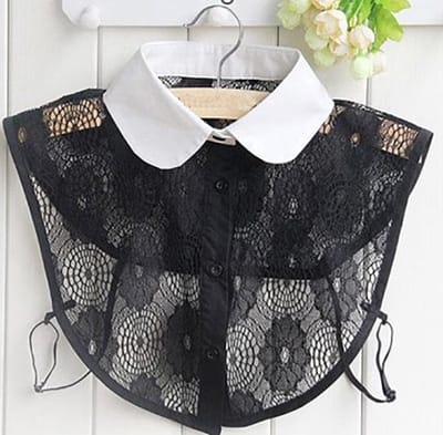 Actie4you® - Losse kraag - Blouse kraagje - Nep los kraagje – Nep Kraagje – Ronde kraag - Wit met Zwart Doorschijnende stof