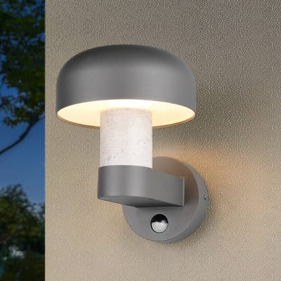 TRIO FRASER - Wandlamp - Betonkleurig - excl. 1x E27 4,9 W - Bewegingssensor - Wandmontage - Buitenverlichting - IP54