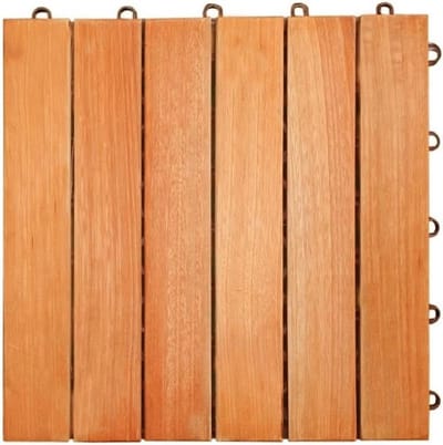 Interlocking Terrastegels 30x30 cm voor Buiten - 6 Slat Houtlook Hout Composiet - Eenvoudig Kliksysteem