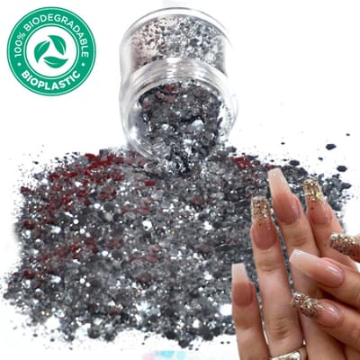 Chunky Glitters (Zilver) [Volume 8g - Festival Glitter Outfit Nagel Decoratie Versiering - Manicure Kunstnagels Nepnagels Acryl Nagels - Kinderen Volwassenen Dames Glitters]