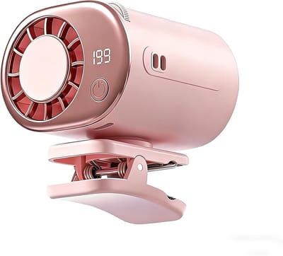 Ventilator met klem-Tafelventilator-tafelventilator draadloos-199 windkracht - 360° draaibaar - 2000 mAh batterij - geschikt voor kinderwagen, fiets, paraplu, bureau, buitenreisventilator - Roze