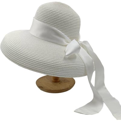 Witte Nieuwe Kleurrijke Sjaal voor Dames Gecombineerd met Zonnehoed 50 Kleuren Opvouwbare Strandhoed Zonwerende Hoed Hepburn Stijl Zonnehoed Travelgorras 55 -58cm white