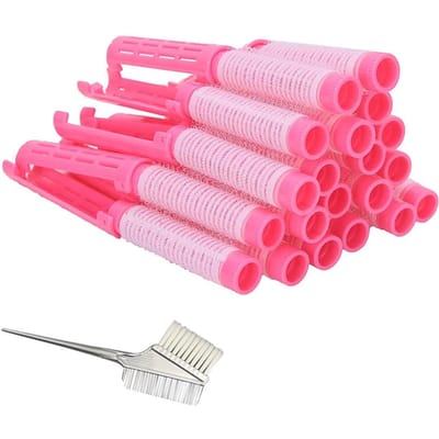 20 stuks permanentstaafjes, haarstylingtools met pluche lokken, haarrollers, een geweldig cadeau voor vrouwen en meisjes. pink