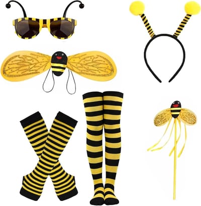 Volwassen Bijenkostuum met Vleugels en Haarband voor Halloween en Carnaval - Uniek Carnaval Outfit voor Feestjes en Themapartijen