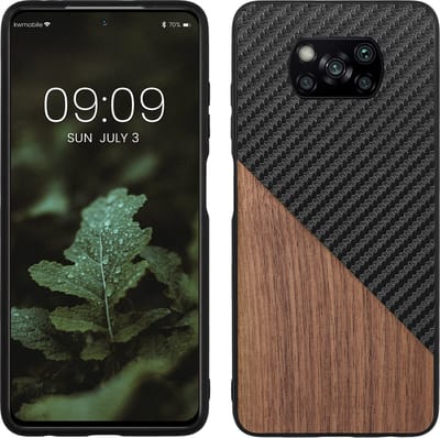 kwmobile hoesje geschikt voor Xiaomi Poco X3 NFC / Poco X3 Pro - Backcover in donkerbruin / zwart -Smartphonehoesje - design