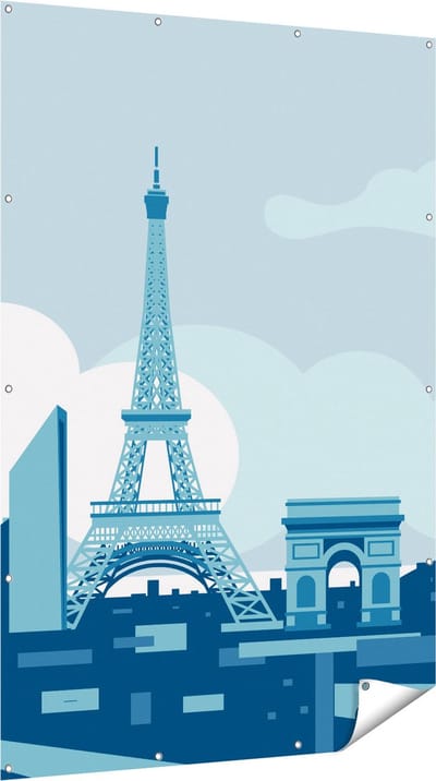 Gards Tuinposter Skyline van Parijs - Abstract - 120x180 cm - Tuindoek - Tuindecoratie - Wanddecoratie buiten - Tuinschilderij