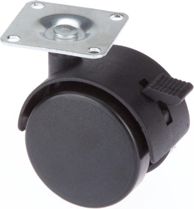 Zwart Zwenkwiel met rem 40mm, 35kg