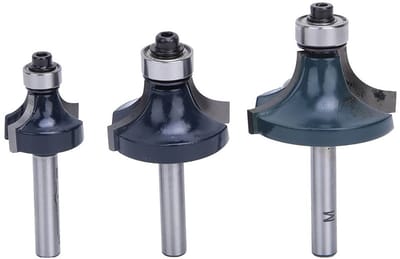 Professionele 1/4" Oberfräser Set - 3 Stuks Abrundfräzers voor Nauwkeurige Houtbewerking en Freeswerkzaamheden