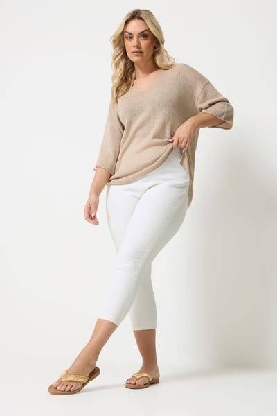 Yours Cropped Jenny Jegging Met Stretch En Hoge Taille In Wit Size 46