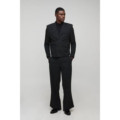 Oversized Boxy Pakjasje met dunne streepjes | Black | Size 40