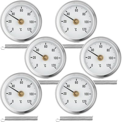 Set van 6 Klemthermometers voor Leidingen en Buismeting 0-120 °C