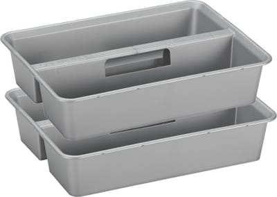 Sunware organiser - 2 stuks - kunststof - 40 x 30 cm - grijs - 2 vakken
