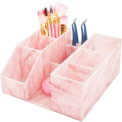 Eyelash Beauty Tool Opbergdoos voor Cosmetica en Make-up - Organizer voor Valse Wimpers, Roze Marmerstijl, Handige Opbergoplossing voor Schoonheidstools