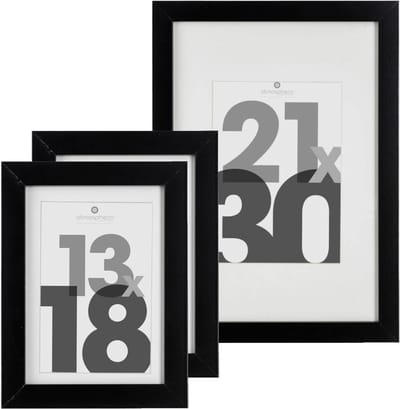 Atmosphera Fotolijstjes set van 3x stuks - 1x voor 21 x 30 cm - 2x voor 13 x 18 cm - zwart - modern/strak ontwerp