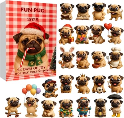 Kerst Adventskalender - Honden Hangers - Feestelijk Aftellen - Verzamelbaar Acryl - 26 x 18 x 3 cm - Stijl 4