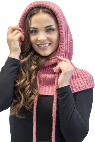 Vivisence Dames Winter Capuchon - Zachte Mix Van Lamswol En Katoen Met Verstelbaar Trekkoord En Lang Voorpand - Comfortabele Warmte En Windbescherming Past Onder Een Jas En Verfrist Elke Dagelijkse Outfit - Roze