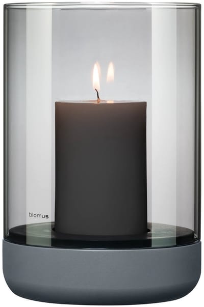 Blomus CALMA Windlicht - H 22,5 cm, Ø 15 cm (L) -Steel Gray